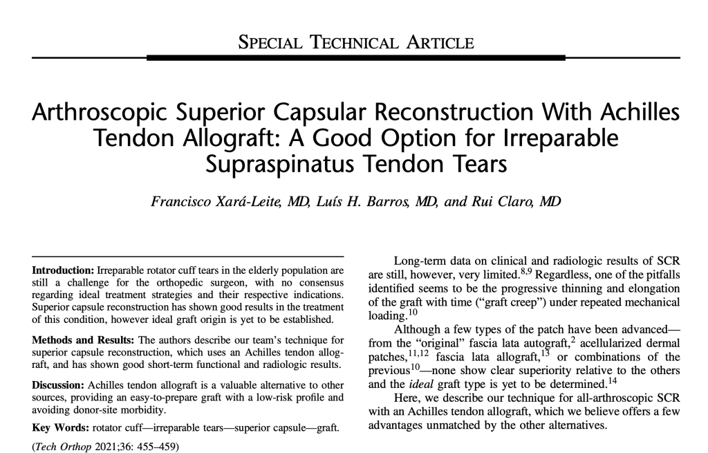 Arthroscopic Superior Capsular Reconstruction With Achilles Tendon ...